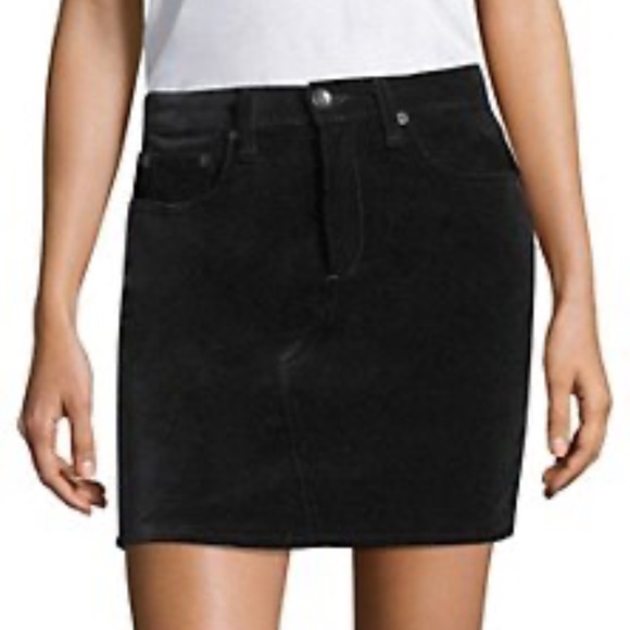 Rag & Bone Dive Black Velvet Jean Mini Skirt 100% Cotton Runs Large - Picture 3 of 13